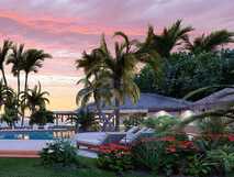 Bom Bom Resort Principe, luxuriöses Strandresort mit Palmen, Infinity-Pool und tropischem Sonnenuntergang – perfektes Urlaubsziel bei picotours.