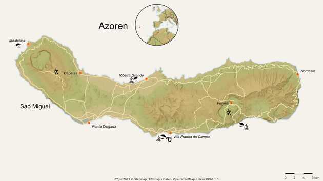 Die Lage der Insel Sao Miguel auf der Karte