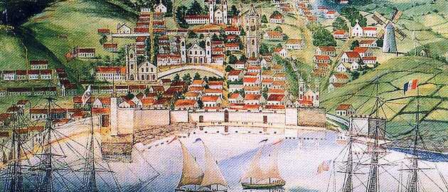 Künstlerlischer Blick auf den Hafen von Horta