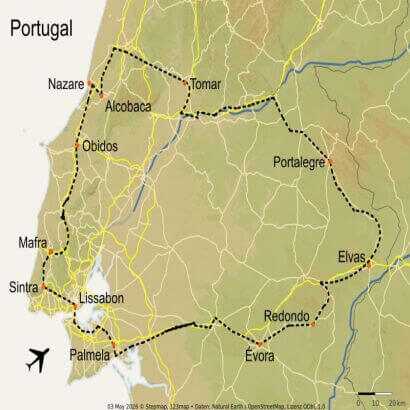 Karte für Roadtrip Portugal