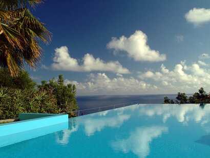 Pool mit Meerblick im Estalagem Ponta do Sol